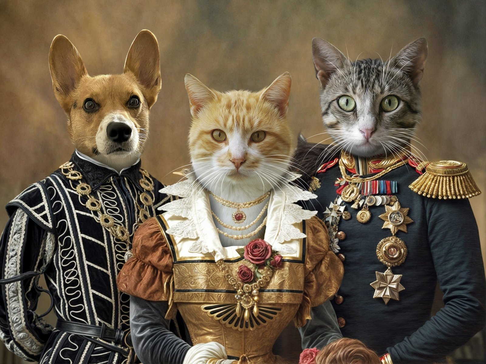 Royal Trio – Noble Multi - Pet Portrait - 2 Pets - Furr and Family