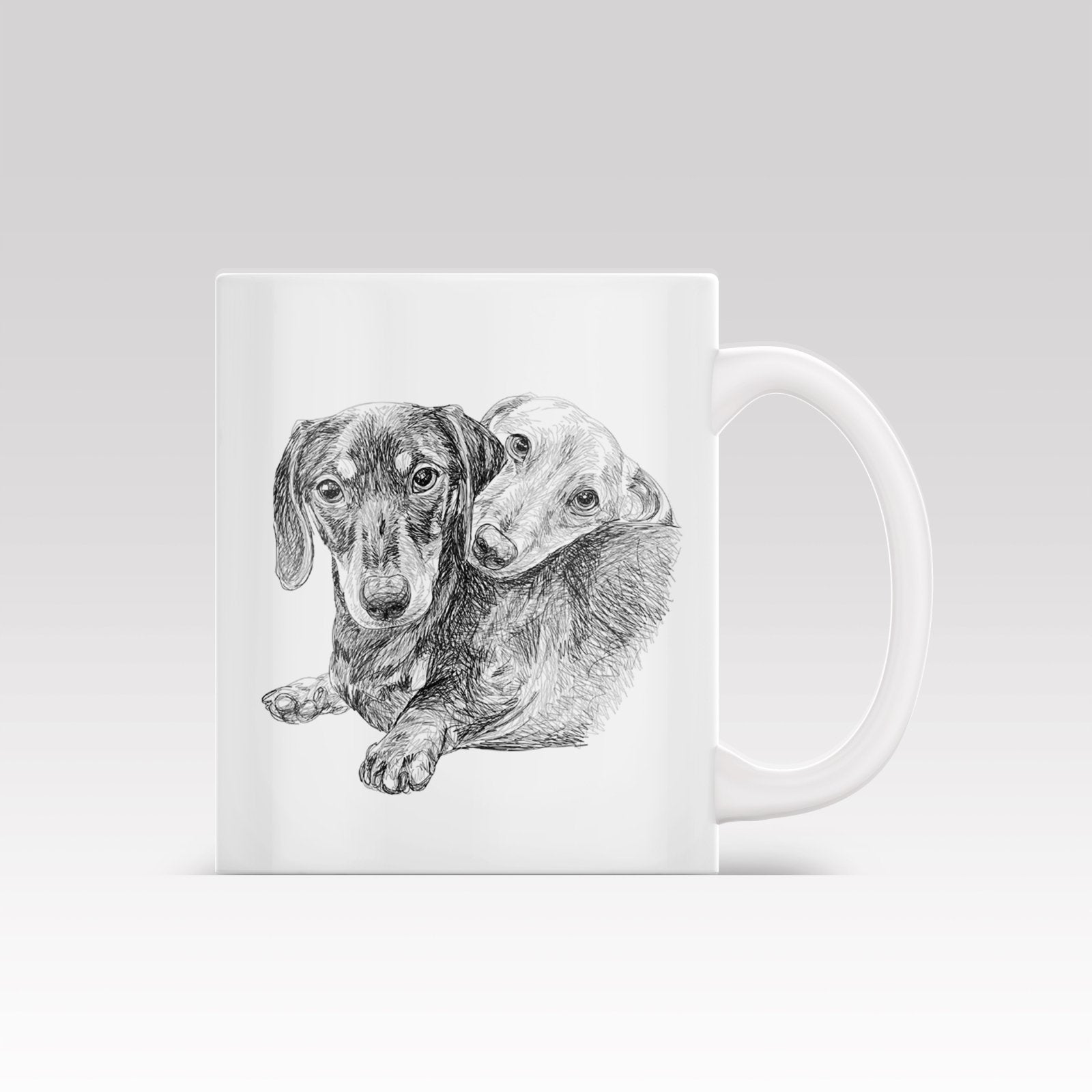 Sketch Portrait Art - Custom Mug - 1 Pet - Furr and Family