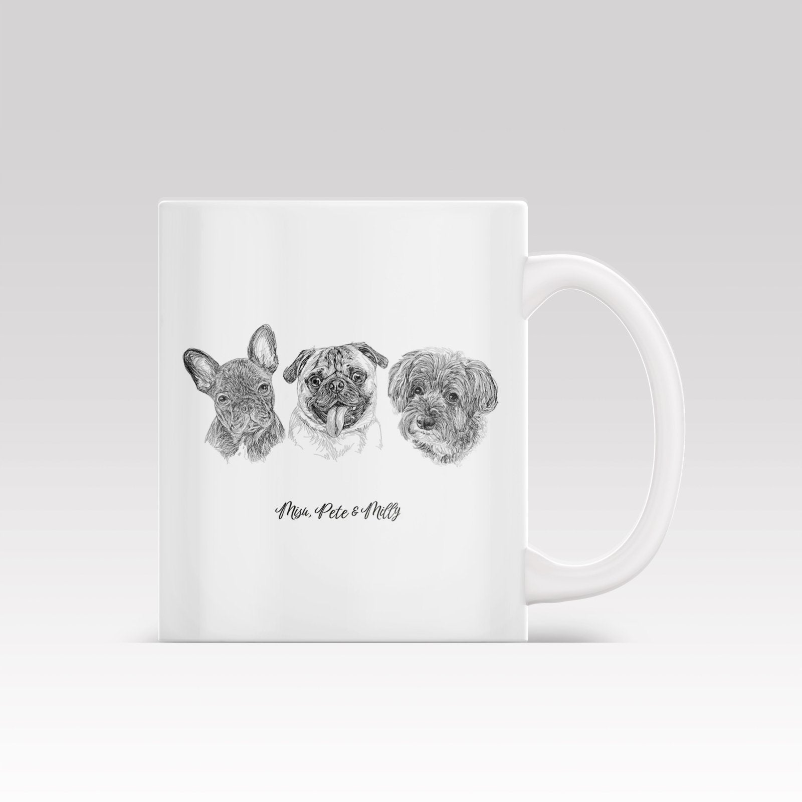 Sketch Portrait Art - Custom Mug - 1 Pet - Furr and Family