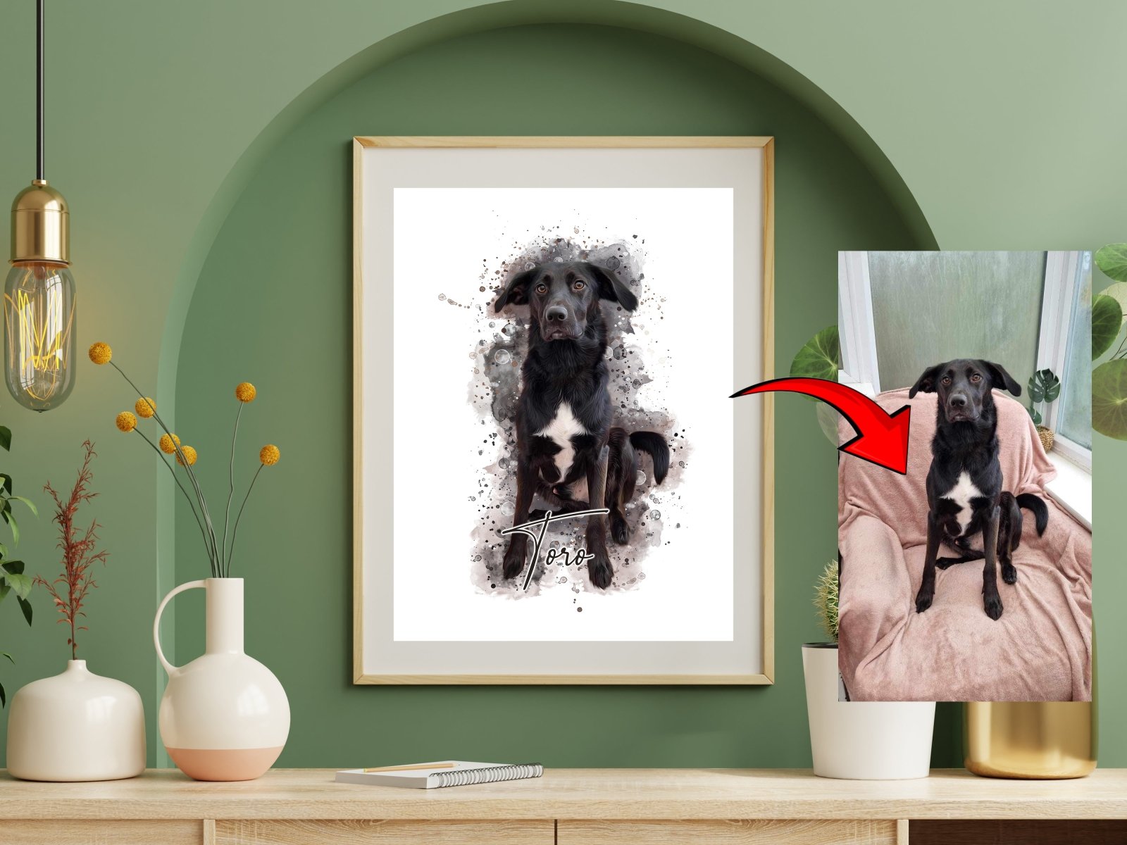Soft Watercolor Pet Portrait - Custom Pet Artwork - 1 Pet - Furr and Family