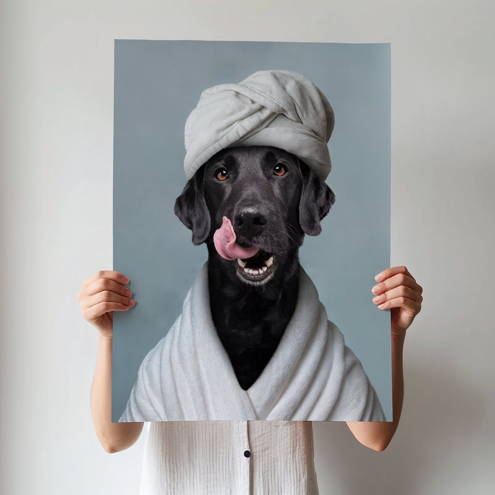 Bathroom Spa Dog Art - Custom Pet Portrait - 1 Pet - Furr and Family