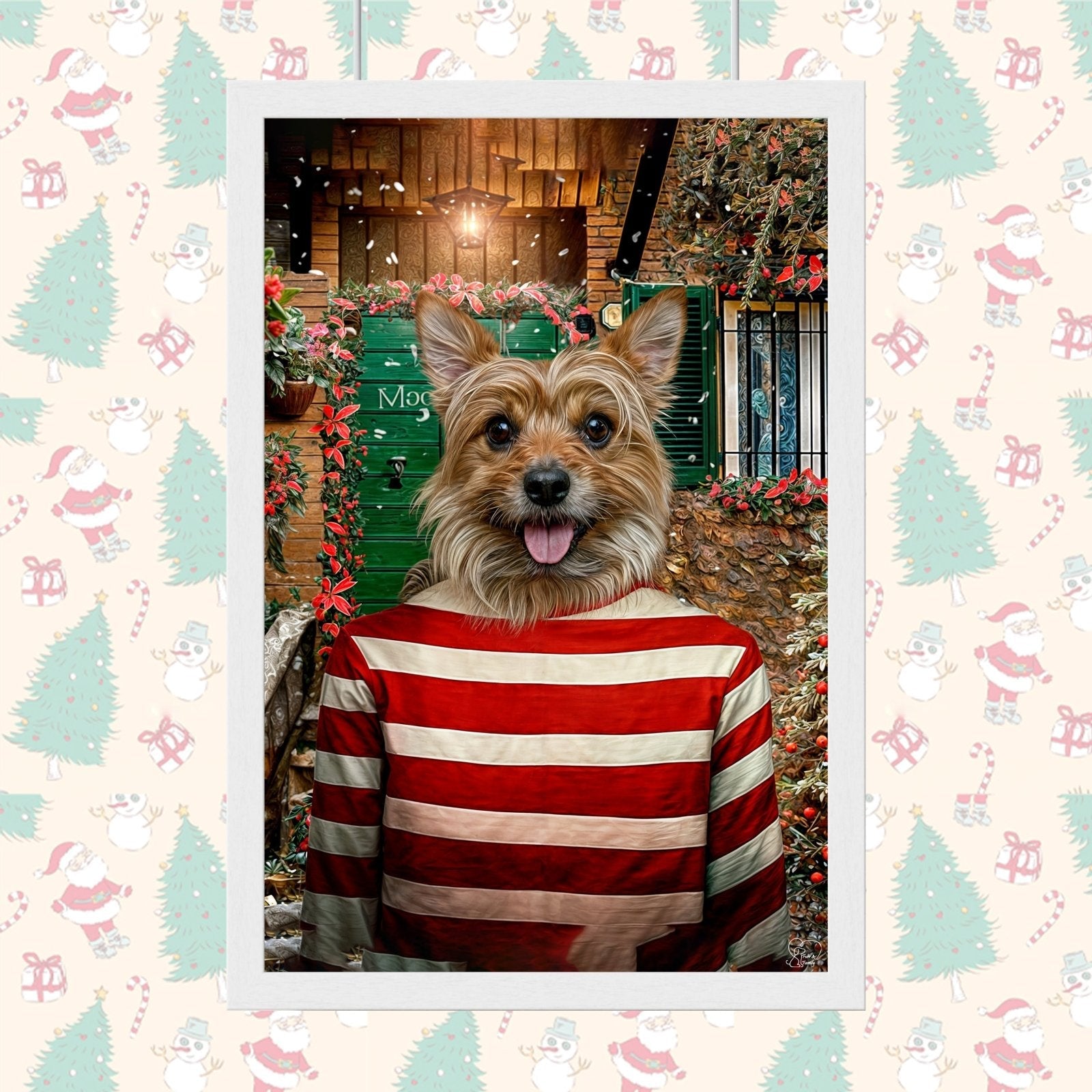 Sweet Holiday Spirit – Custom Festive Pet Portrait - 1 Pet - Furr and Family