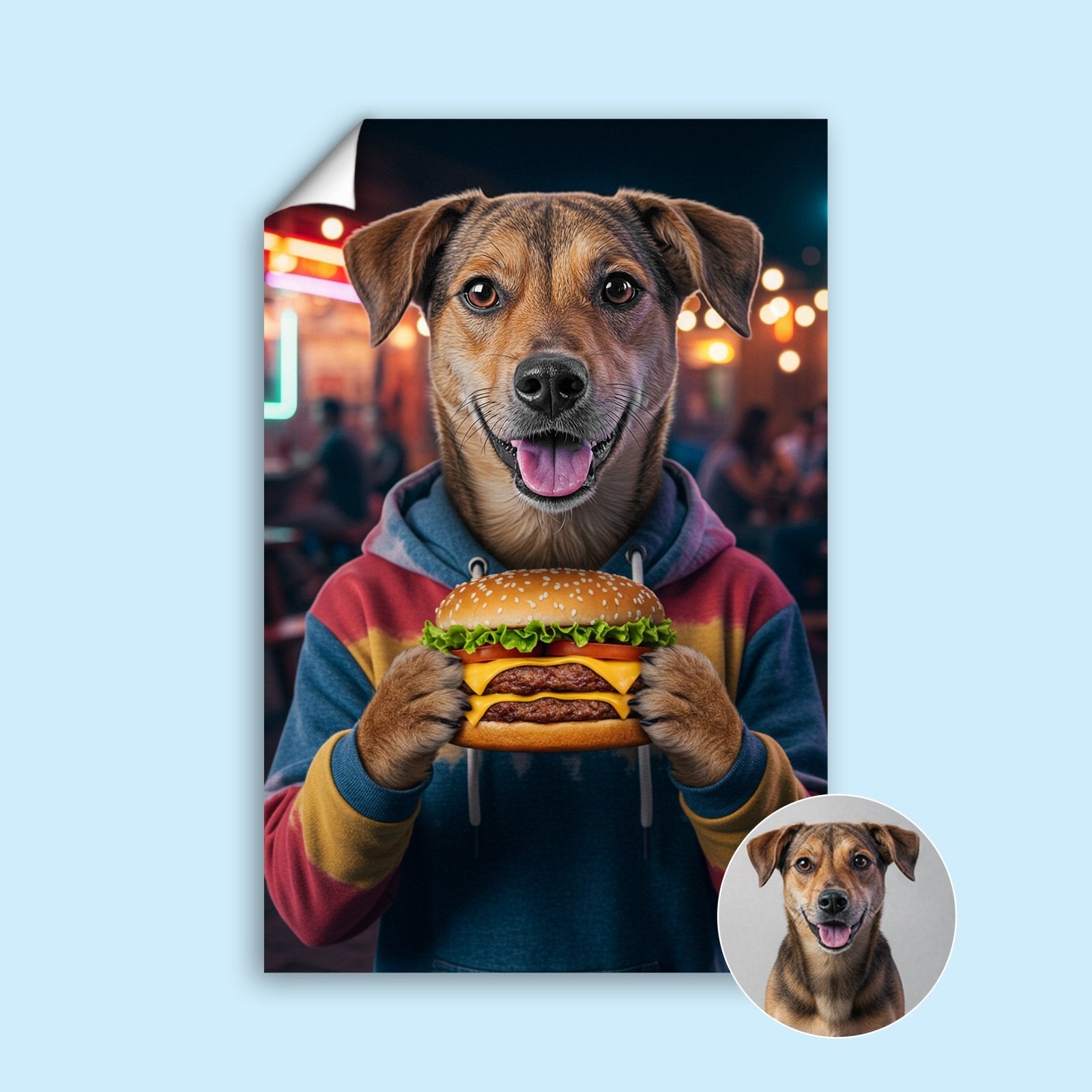 The Burger Buddy - Custom Pet Portrait - Casual - 1 Pet - Furr and Family