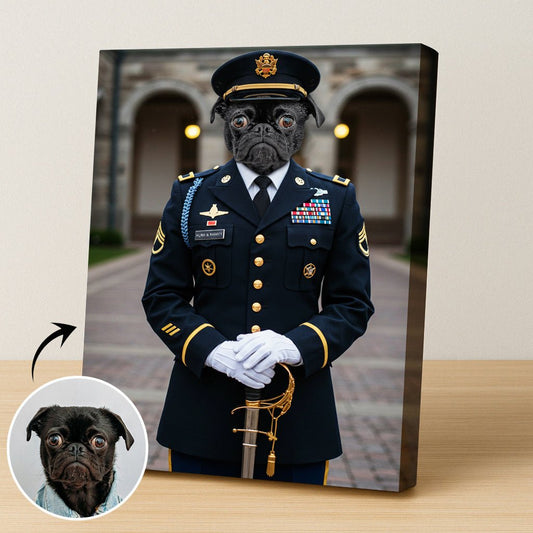 The Distinguished Officer - Custom Dress Blues Portrait - military art - 1 Pet - Furr and Family