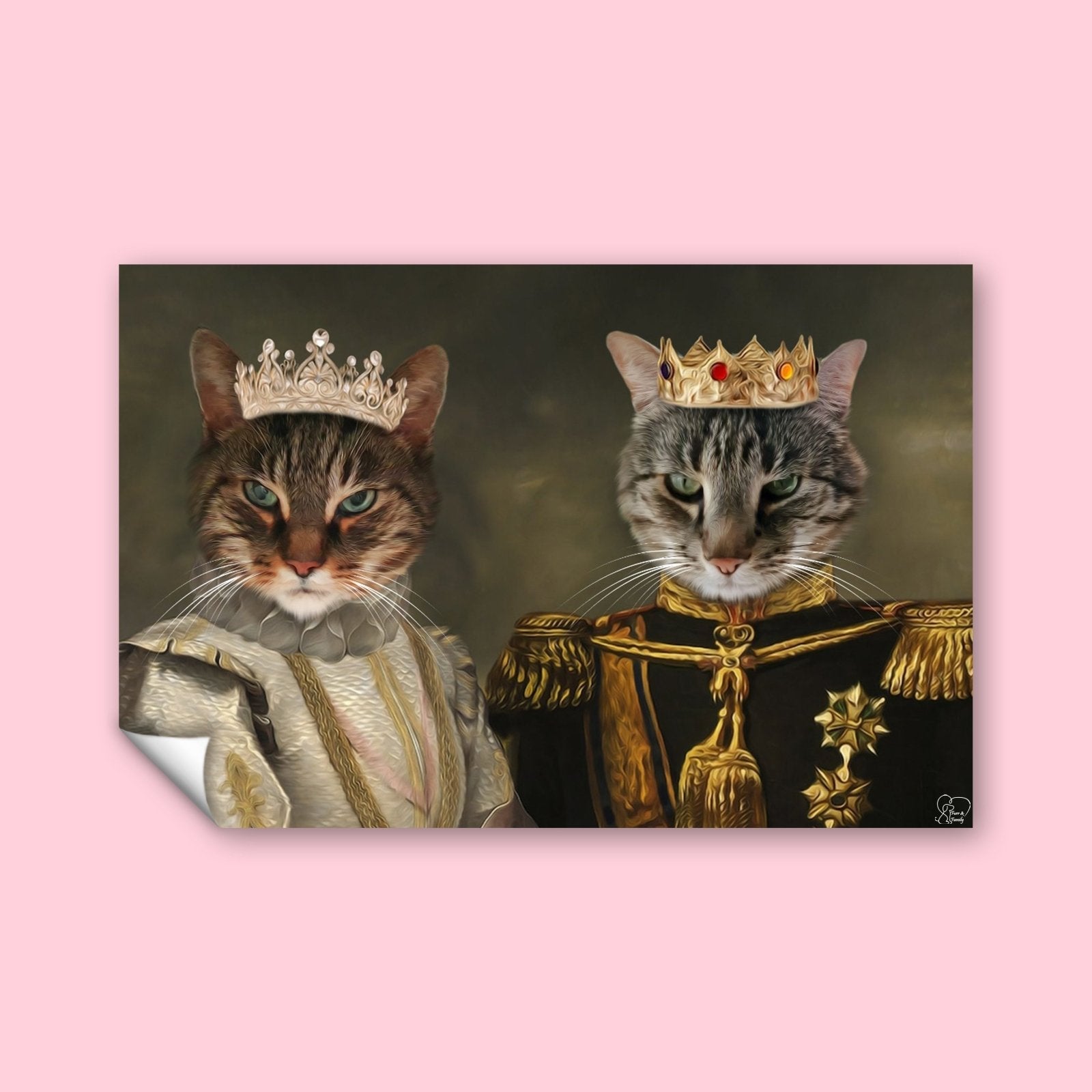 The King & Queen Duo - Custom Pet Portrait - 2 Pets - Furr and Family