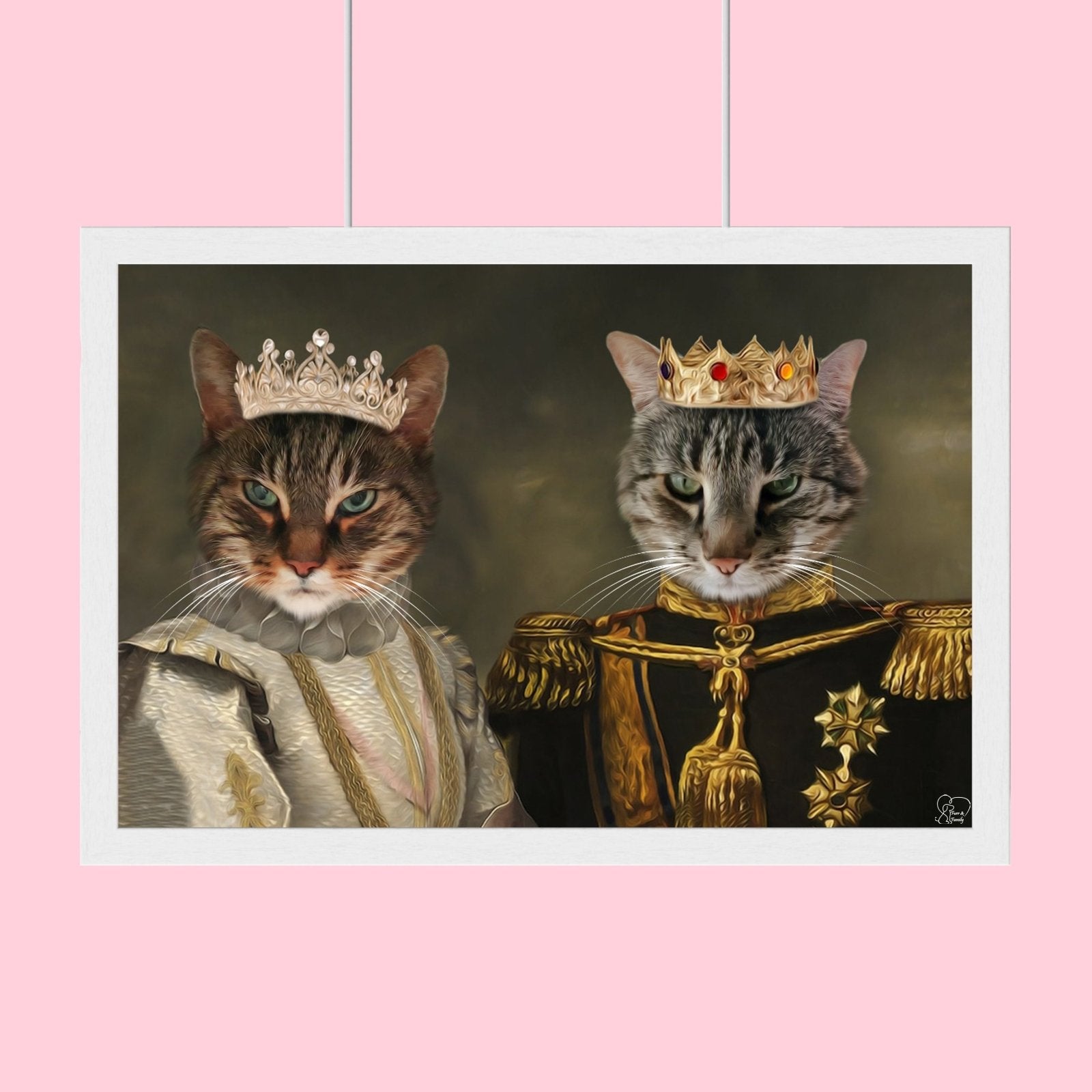 The King & Queen Duo - Custom Pet Portrait - 2 Pets - Furr and Family