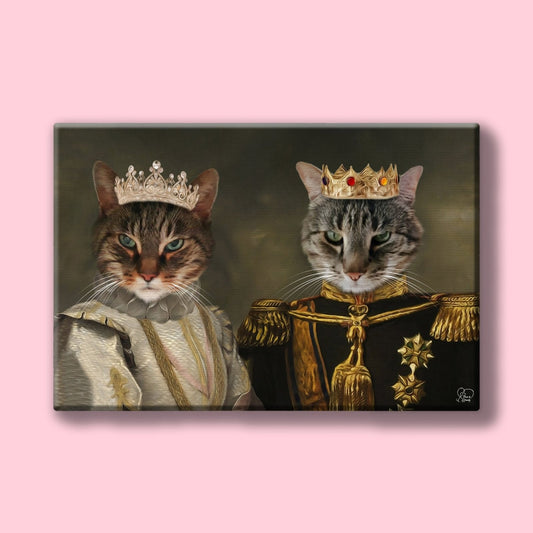The King & Queen Duo - Custom Pet Portrait - 2 Pets - Furr and Family