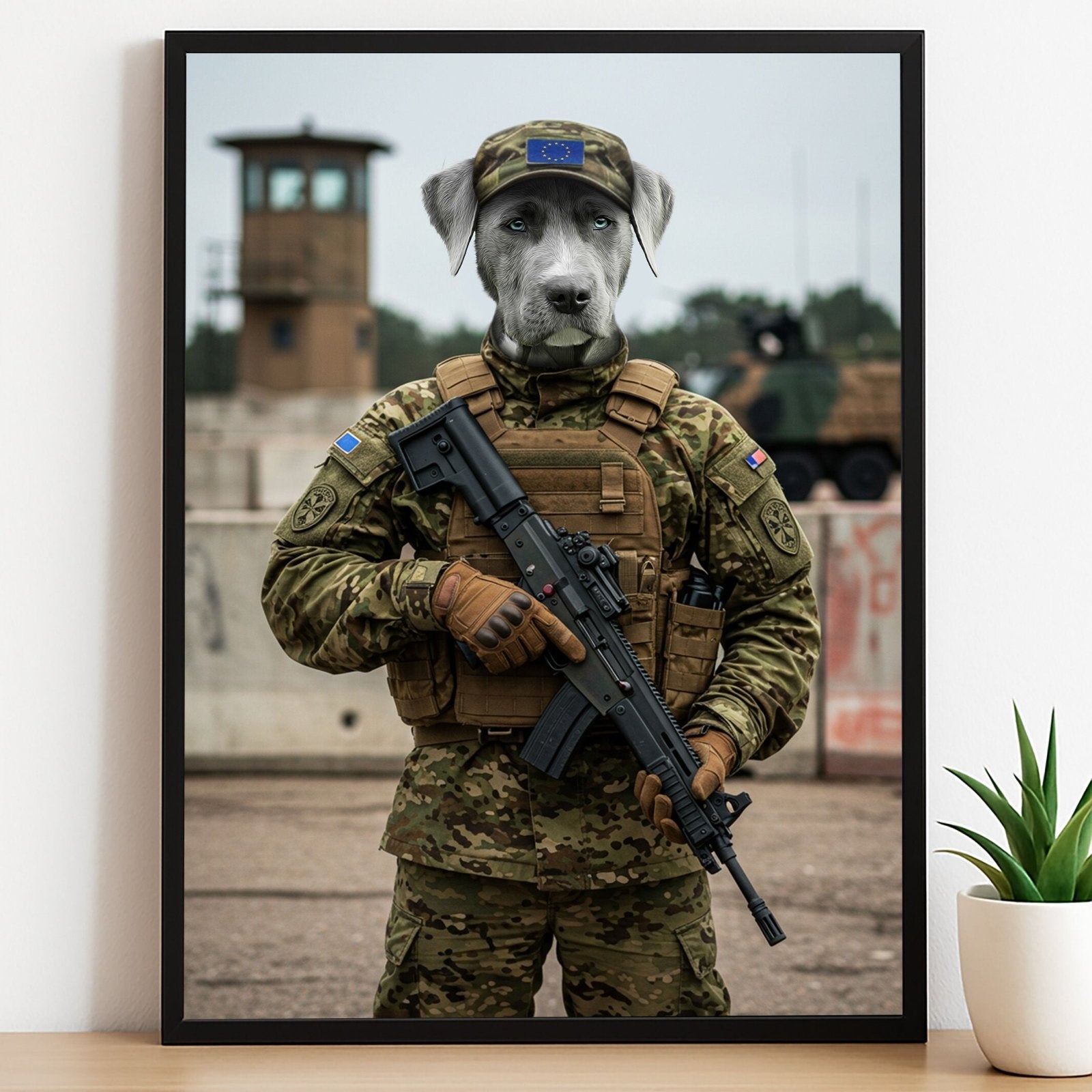 The Loyal Sentry - Custom Military Pet Portrait - military art - 1 Pet - Furr and Family