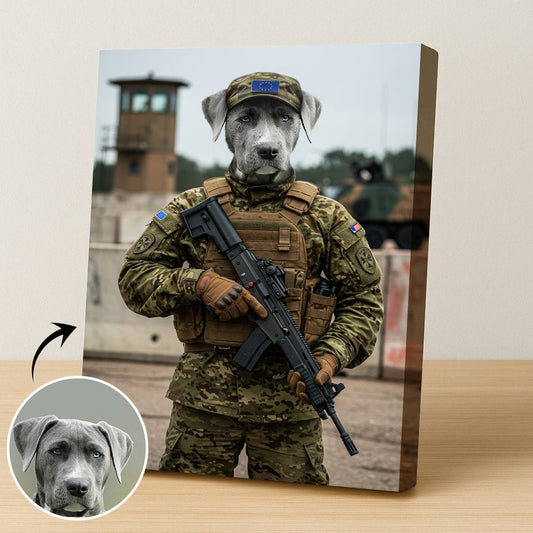 The Loyal Sentry - Custom Military Pet Portrait - military art - 1 Pet - Furr and Family