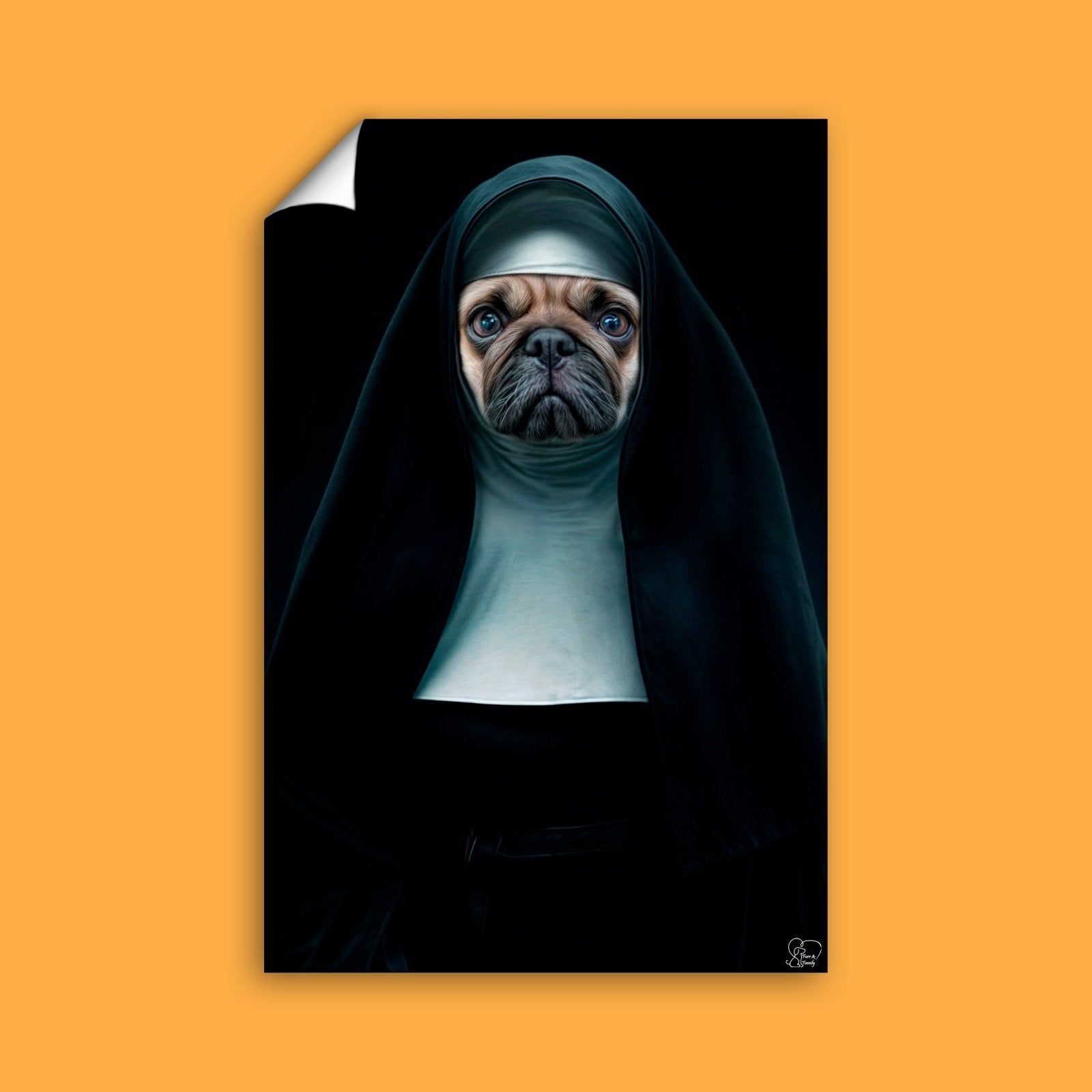 The Nun Halloween Pet Portrait - Custom Pet Portrait - 1 Pet - Furr and Family