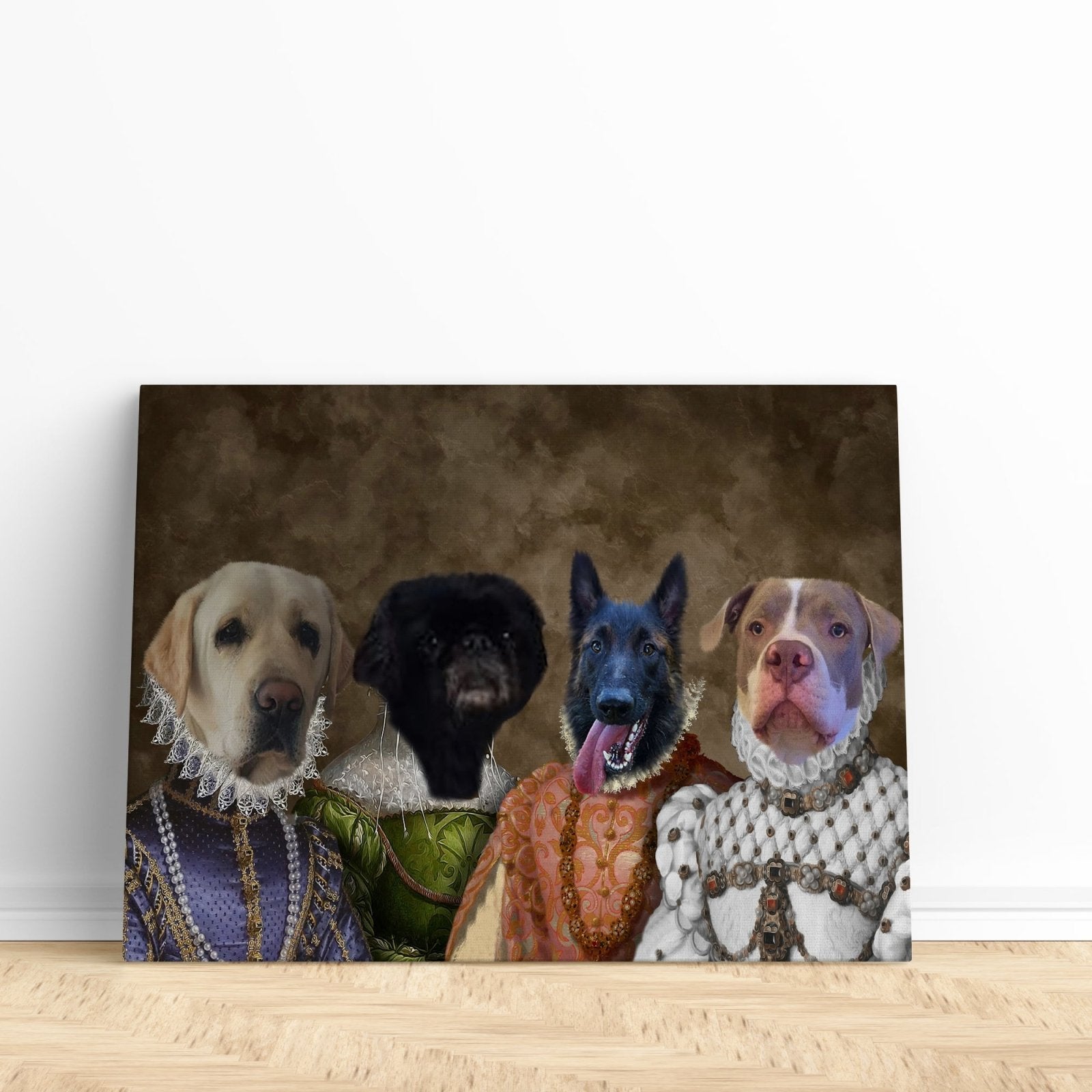 The Princesses - Custom Pet Portrait | Custom Pet Canvas - 4 pets - Furr and Family