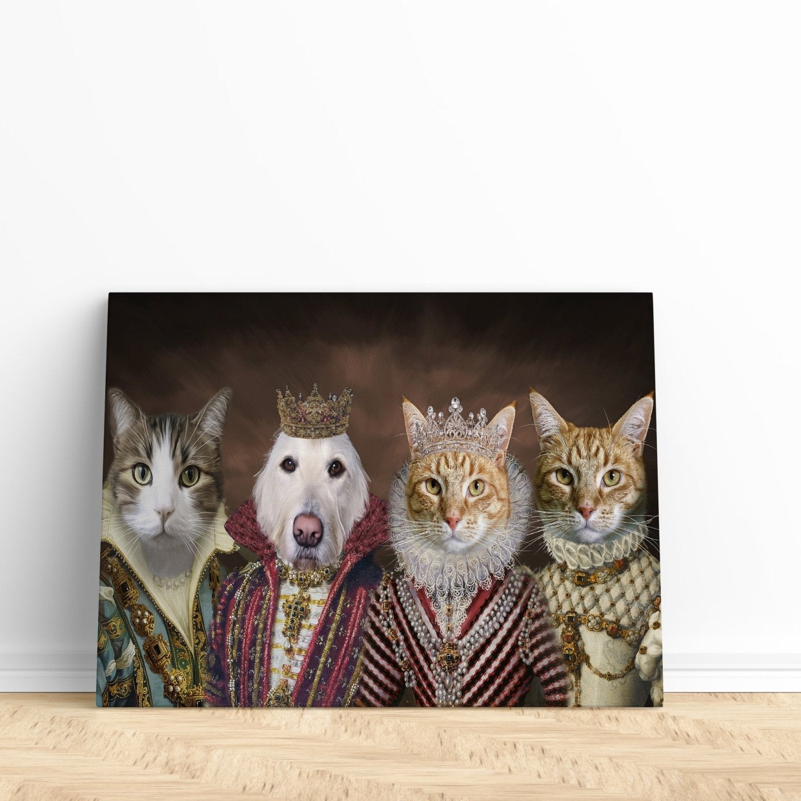 The Queens - Custom Pet Portrait | Custom Pet Canvas - 4 pets - Furr and Family