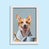 Bathroom Pet Buddy Portrait - Custom Pet Portrait - 1 Pet - Furr and Family