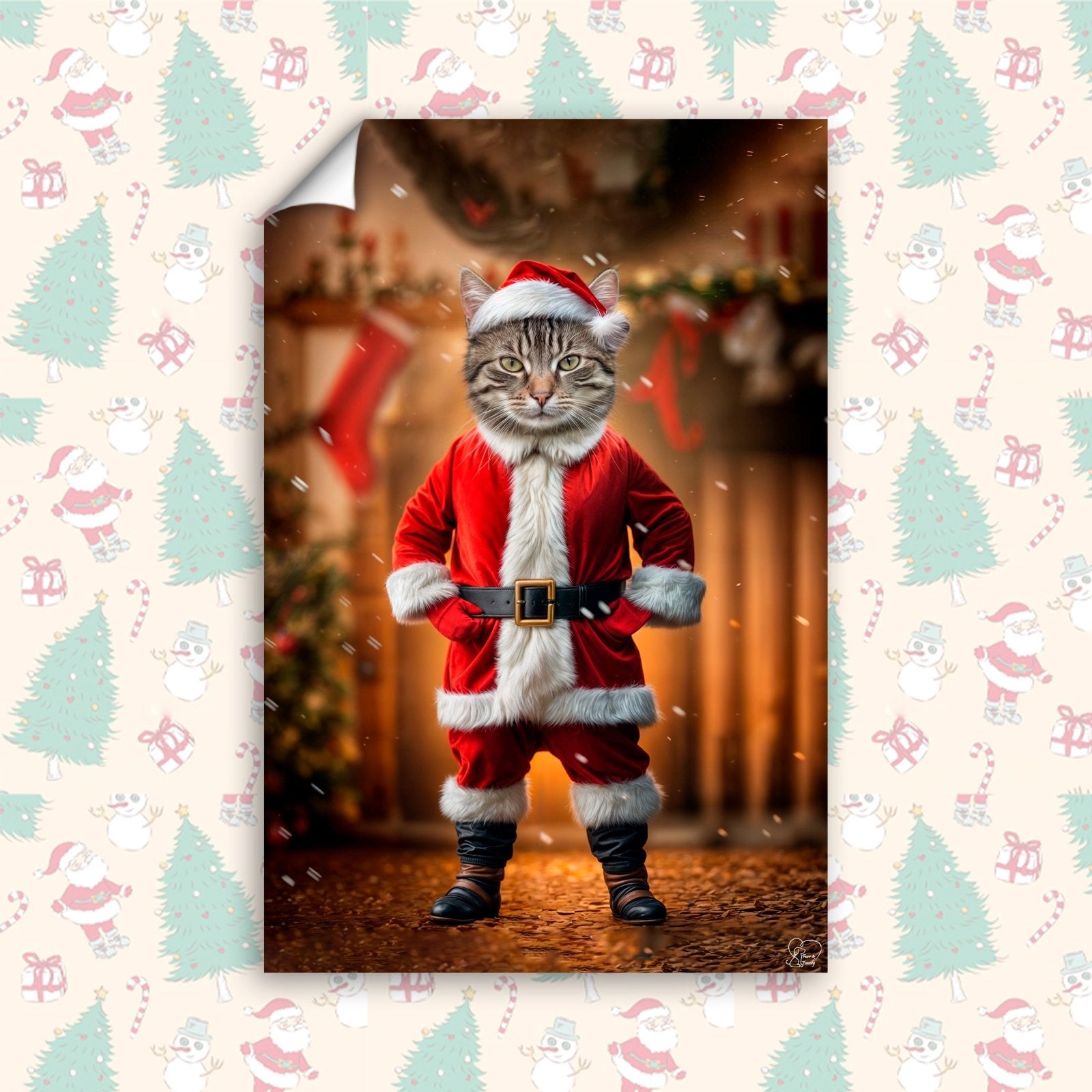 Transform Your Pet into a Christmas Legend with Our Custom Santa Pet Portrait! - 1 Pet - Furr and Family