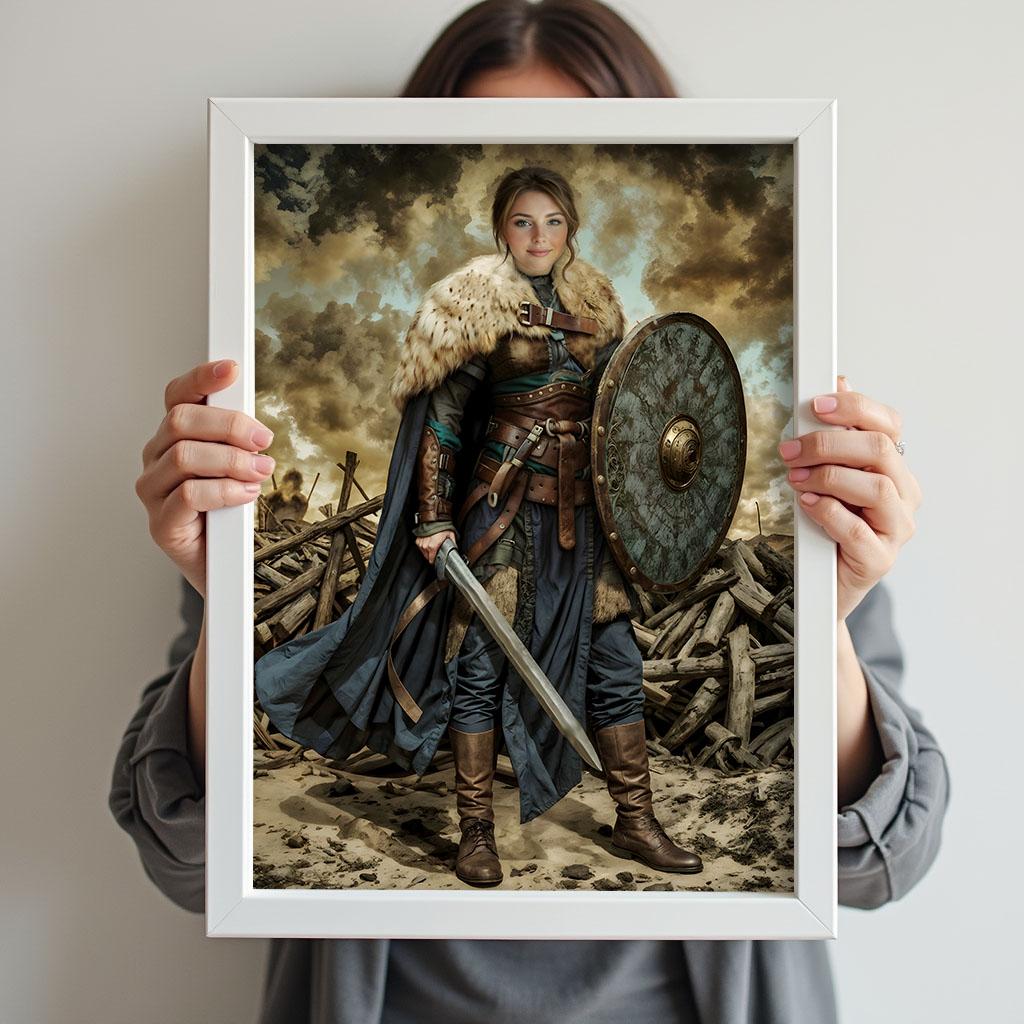 Viking Female Warrior Royal Portrait - Human Portrait - Female - Furr and Family