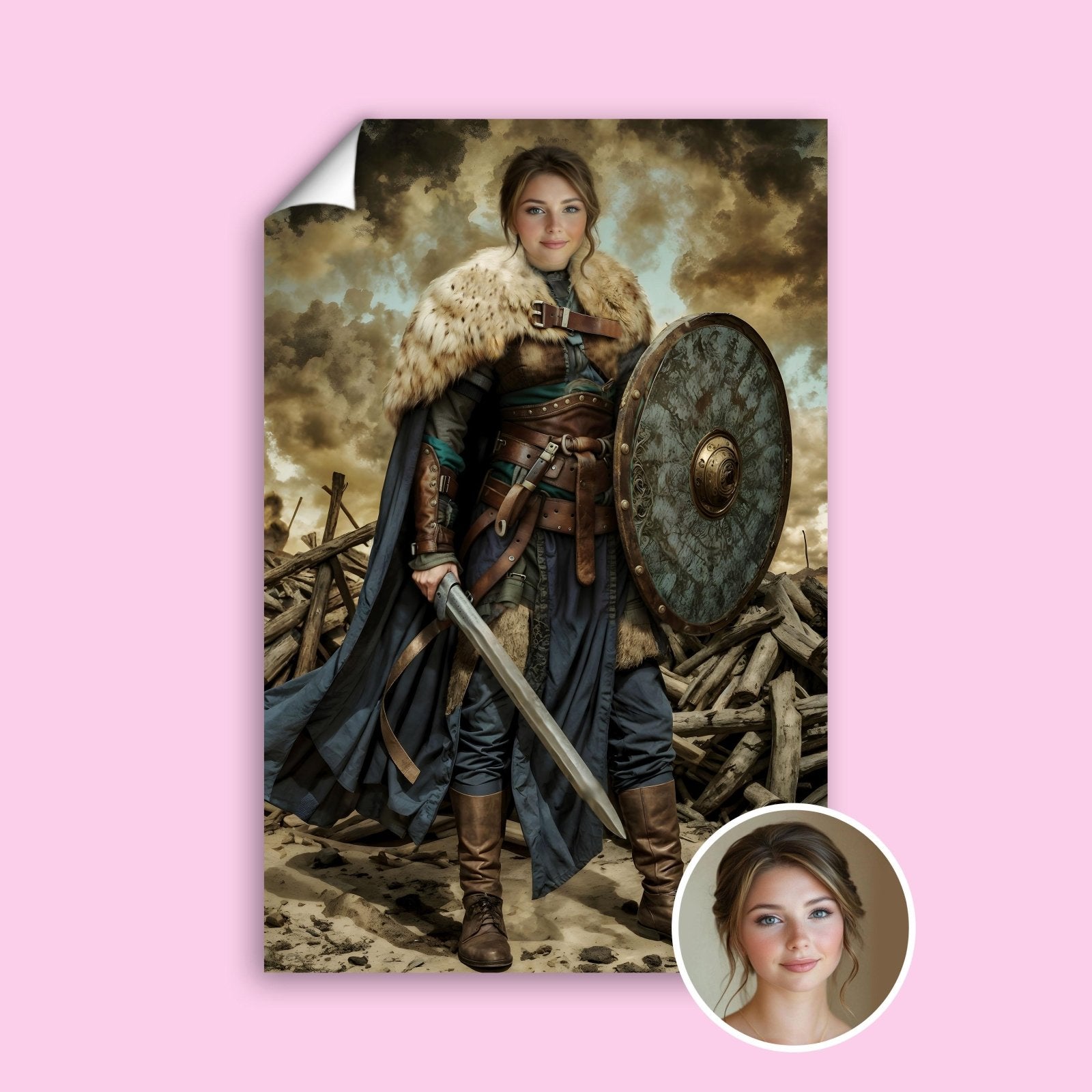 Viking Female Warrior Royal Portrait - Human Portrait - Female - Furr and Family