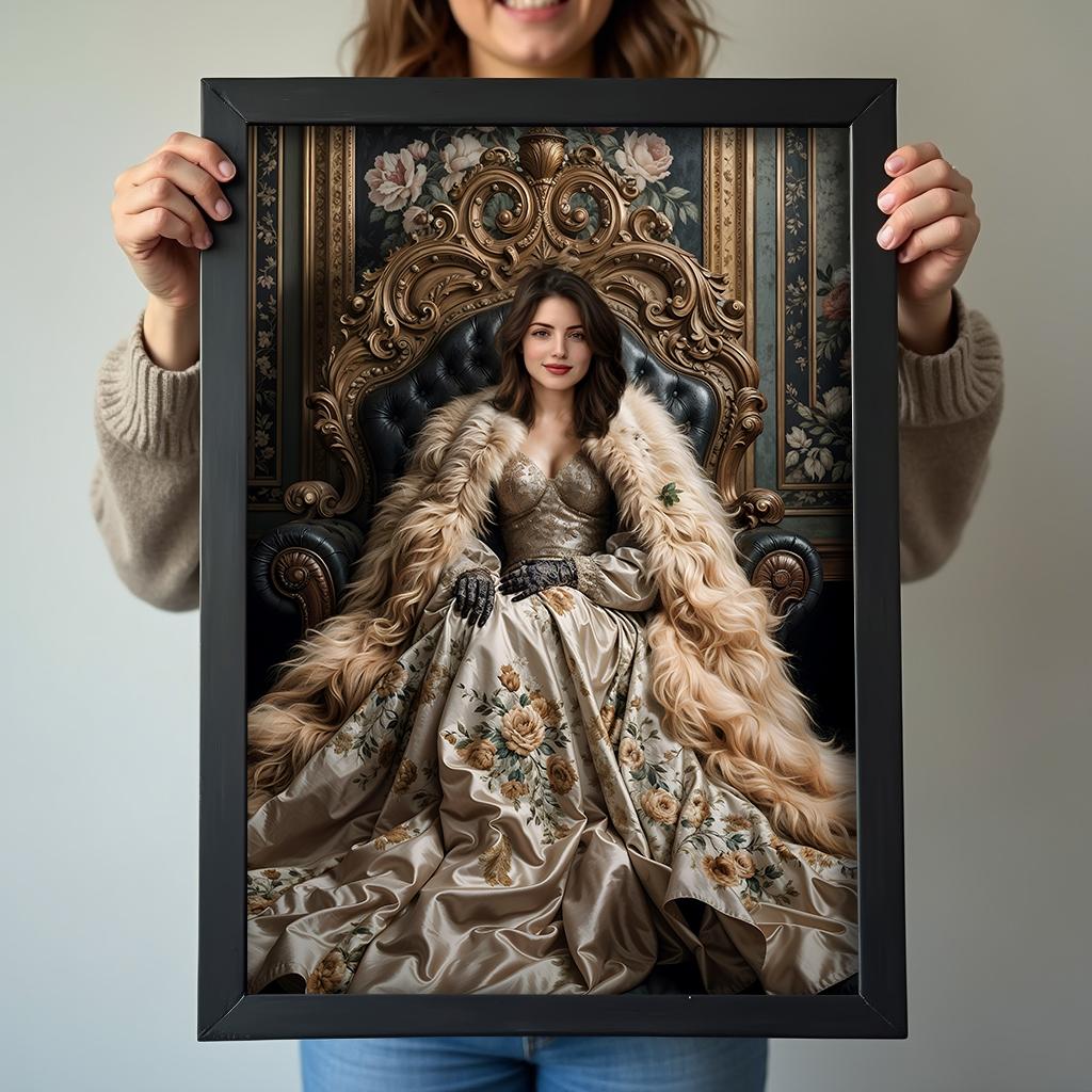 Vintage Floral Queen Artwork - Human Portrait - Female - Furr and Family