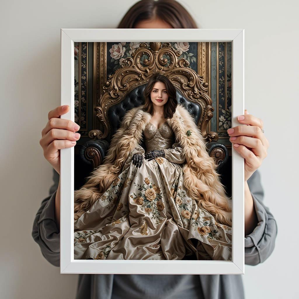 Vintage Floral Queen Artwork - Human Portrait - Female - Furr and Family