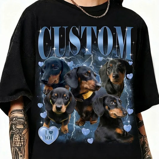 Custom Dog Pet Bootleg Rap Tee, Custom Vintage Graphic 90's Tee