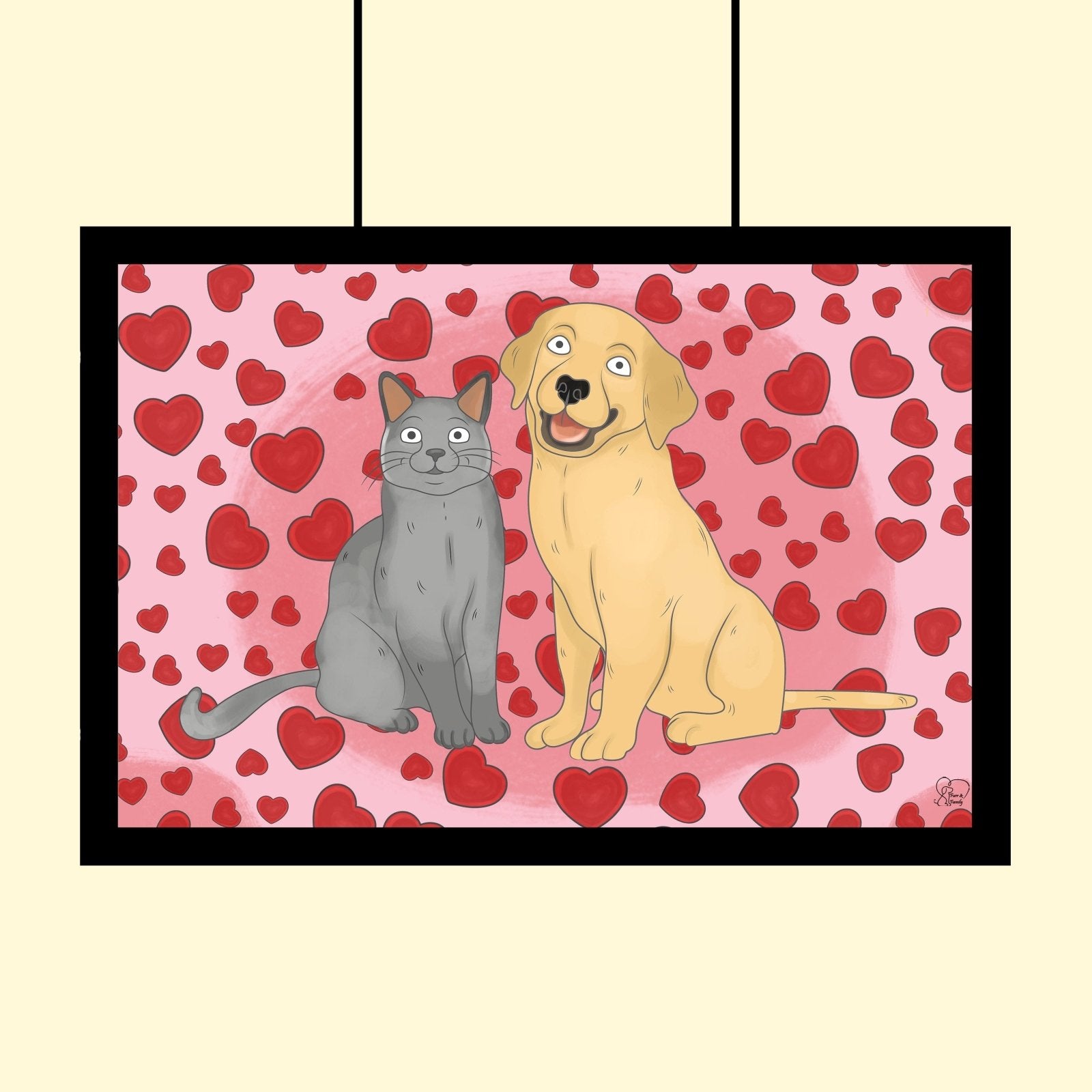 Watercolor Drawing Full Body Art - Custom Pet Portrait - 1 Pet - Furr and Family