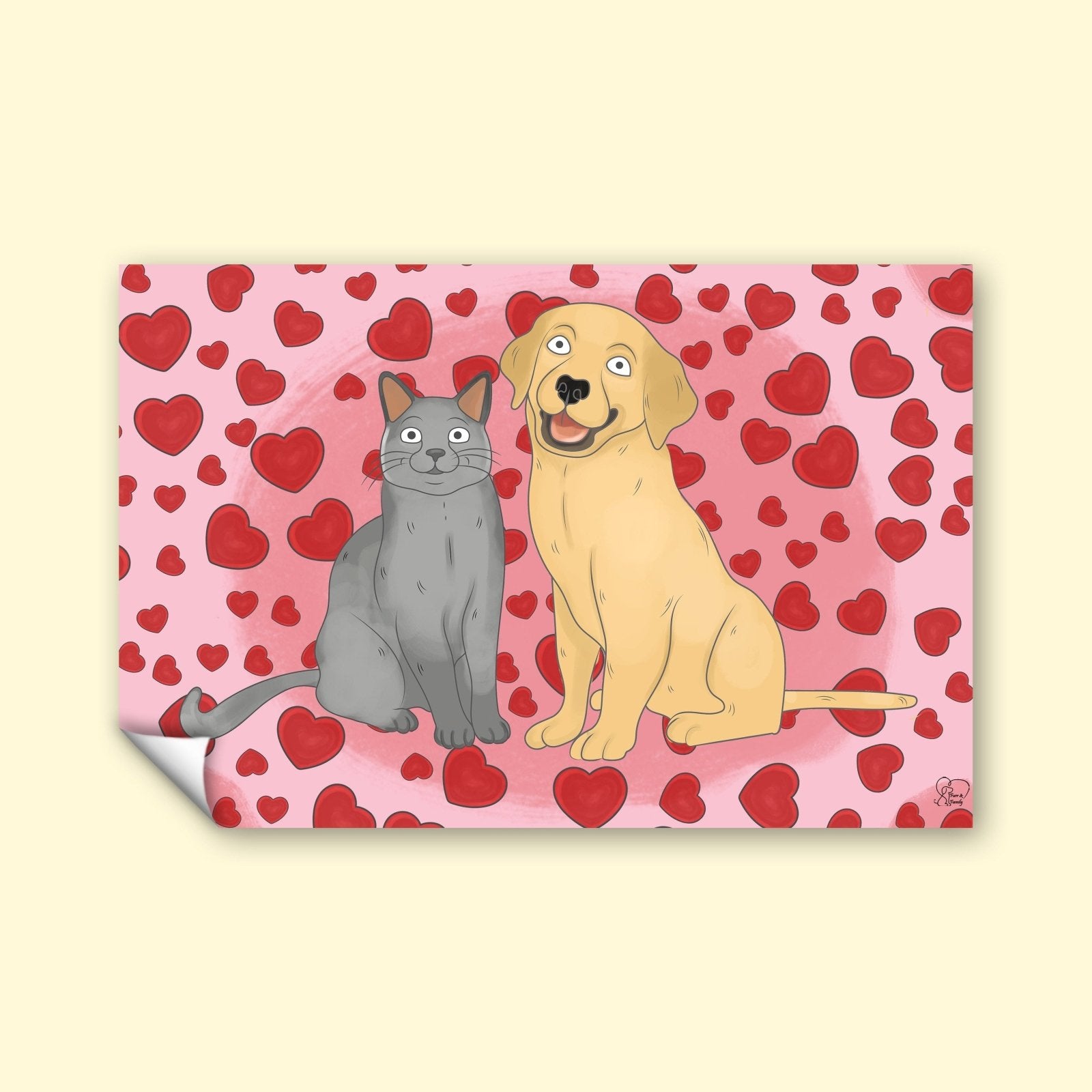 Watercolor Drawing Full Body Art - Custom Pet Portrait - 1 Pet - Furr and Family