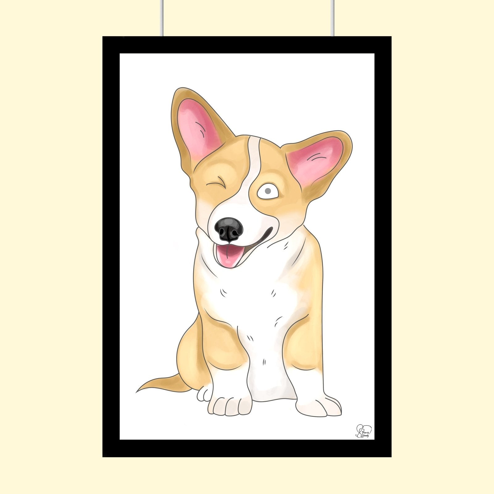 Watercolor Drawing Full Body Art - Custom Pet Portrait - 1 Pet - Furr and Family