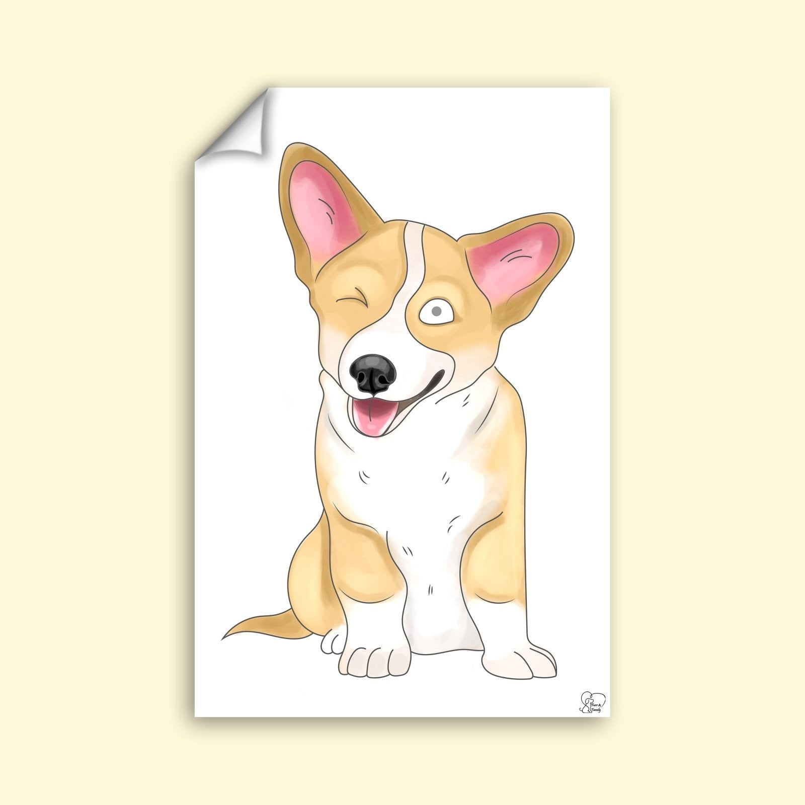 Watercolor Drawing Full Body Art - Custom Pet Portrait - 1 Pet - Furr and Family