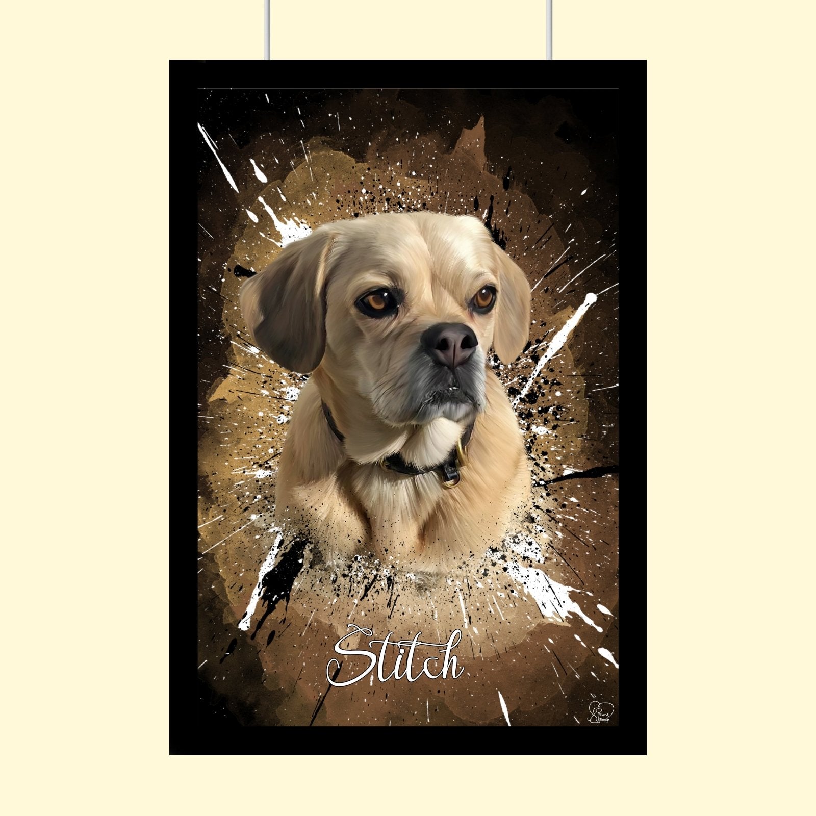 Watercolor Grafitti Pet Art - Custom Pet Portrait - 1 Pet - Furr and Family