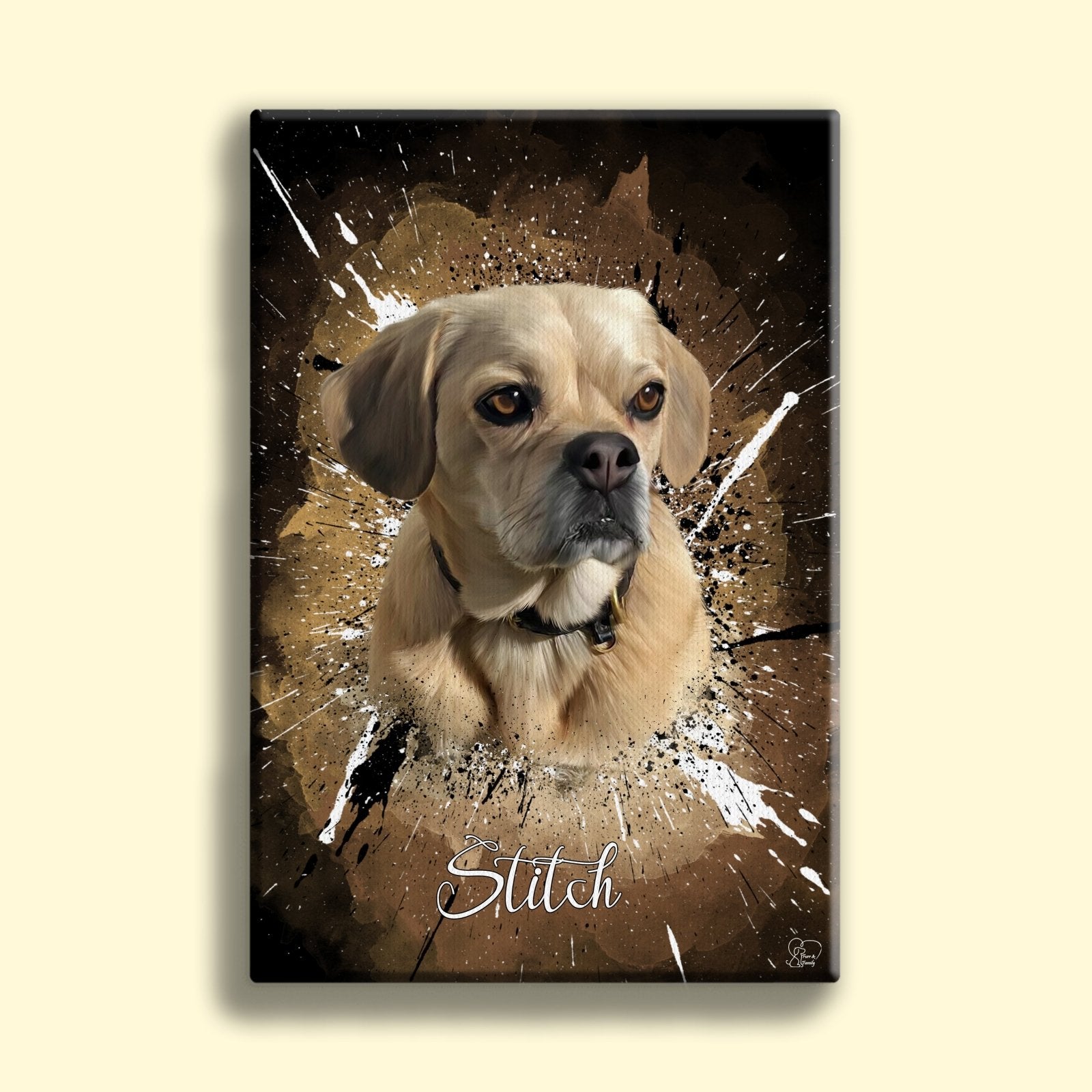 Watercolor Grafitti Pet Art - Custom Pet Portrait - 1 Pet - Furr and Family