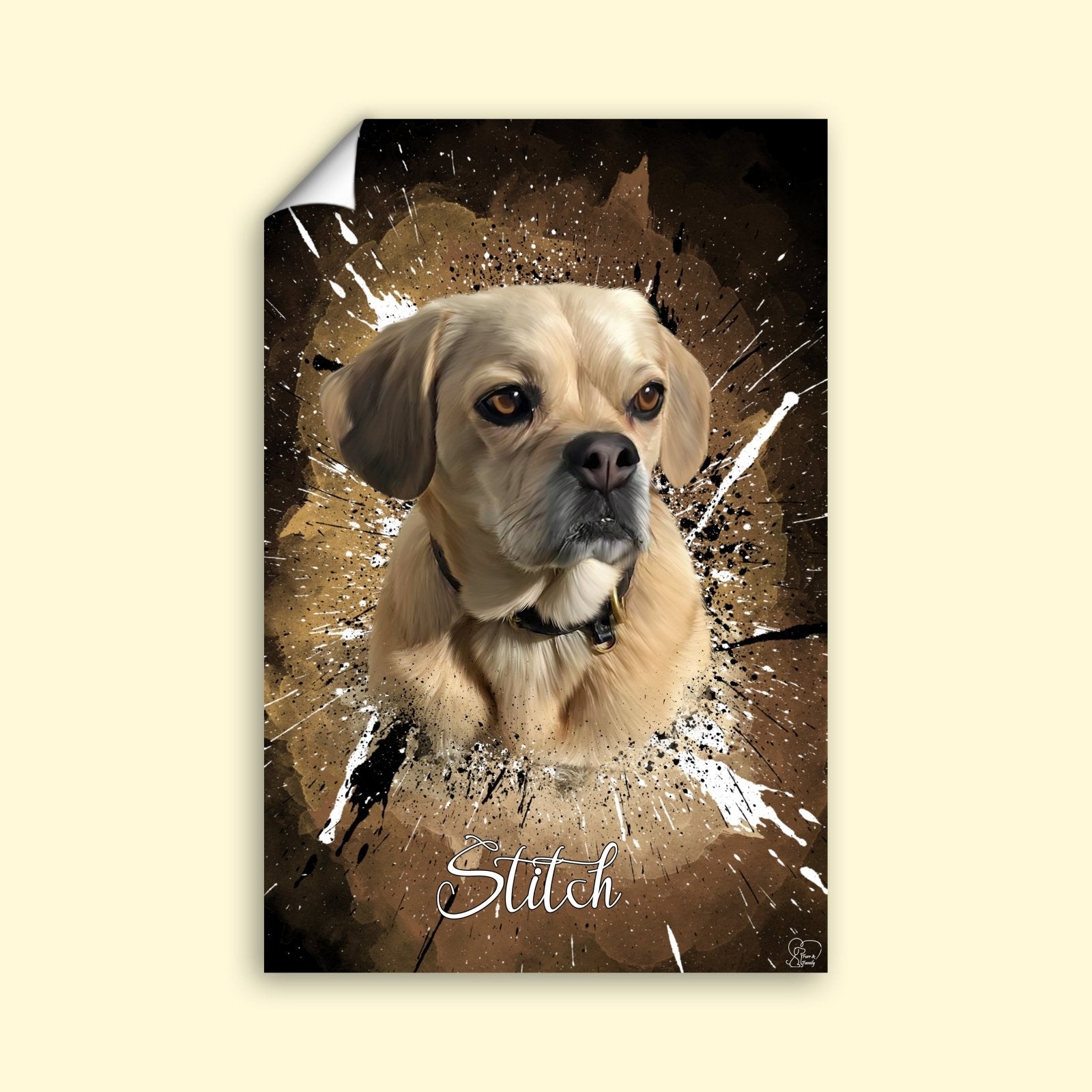 Watercolor Grafitti Pet Art - Custom Pet Portrait - 1 Pet - Furr and Family