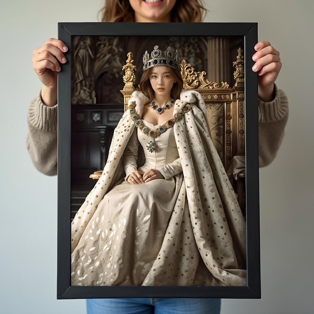 White and Gold Royal Portrait - Human Portrait - Female - Furr and Family