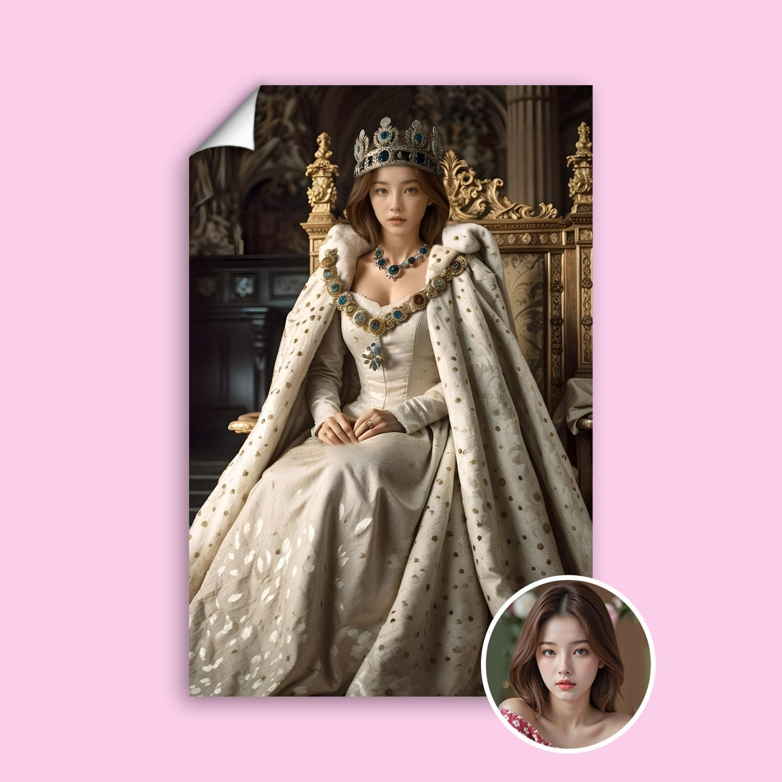 White and Gold Royal Portrait - Human Portrait - Female - Furr and Family