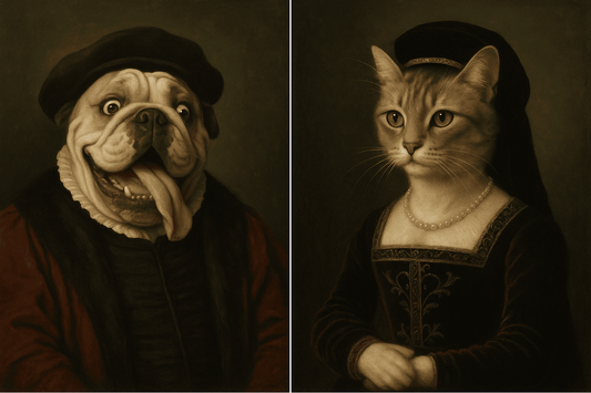 Funny vs. Elegant: Renaissance Pet Portrait Moods - Furr and Family