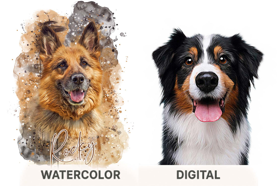 Watercolour vs Digital Pet Portraits – Which Style Suits Your Pet Best