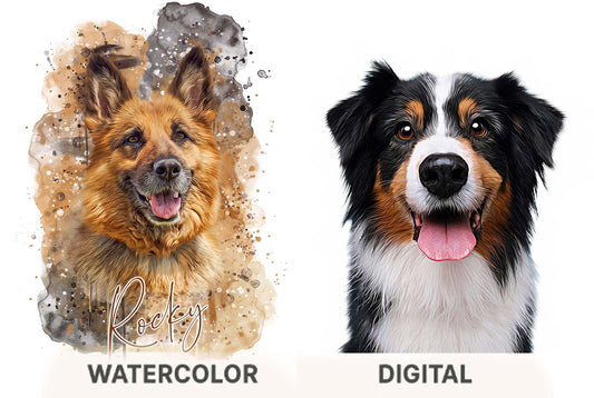 Watercolour vs Digital Pet Portraits – Which Style Suits Your Pet Best