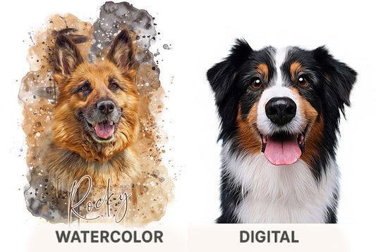 Watercolour vs Digital Pet Portraits – Which Style Suits Your Pet Best? - Furr and Family