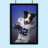 Custom Pet Portrait in American Football Jersey – Personalized Sports-Themed Pet Art