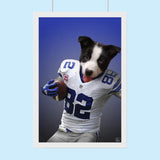 Custom Pet Portrait in American Football Jersey – Personalized Sports-Themed Pet Art