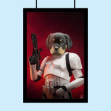 Custom Pet Portrait in Stormtrooper Armor – Personalized Star Wars-Themed Pet Art