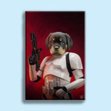 Custom Pet Portrait in Stormtrooper Armor – Personalized Star Wars-Themed Pet Art