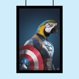 Custom Pet Portrait in Captain America Costume – Personalized Superhero Pet Art