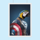 Custom Pet Portrait in Captain America Costume – Personalized Superhero Pet Art