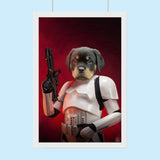 Custom Pet Portrait in Stormtrooper Armor – Personalized Star Wars-Themed Pet Art