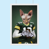 Custom Pet Portrait in American Football Jersey – Personalized Sports-Themed Pet Art