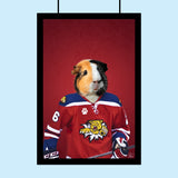 Custom Animal Ice Hockey Portrait | Personalized Pet Sports Canvas Art