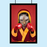 Boxing Champion Sphynx Cat Custom Pet Portrait | Personalized Pet Boxing Art