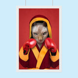 Boxing Champion Sphynx Cat Custom Pet Portrait | Personalized Pet Boxing Art