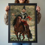Custom Knight Portrait on Horse – Medieval Royal Artwork for Men