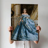 Custom Blue Dress Queen Portrait – Woman in Royal Gown with Tiara
