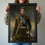 Custom Young Commander Portrait – Man in Olive and Gold Royal Uniform